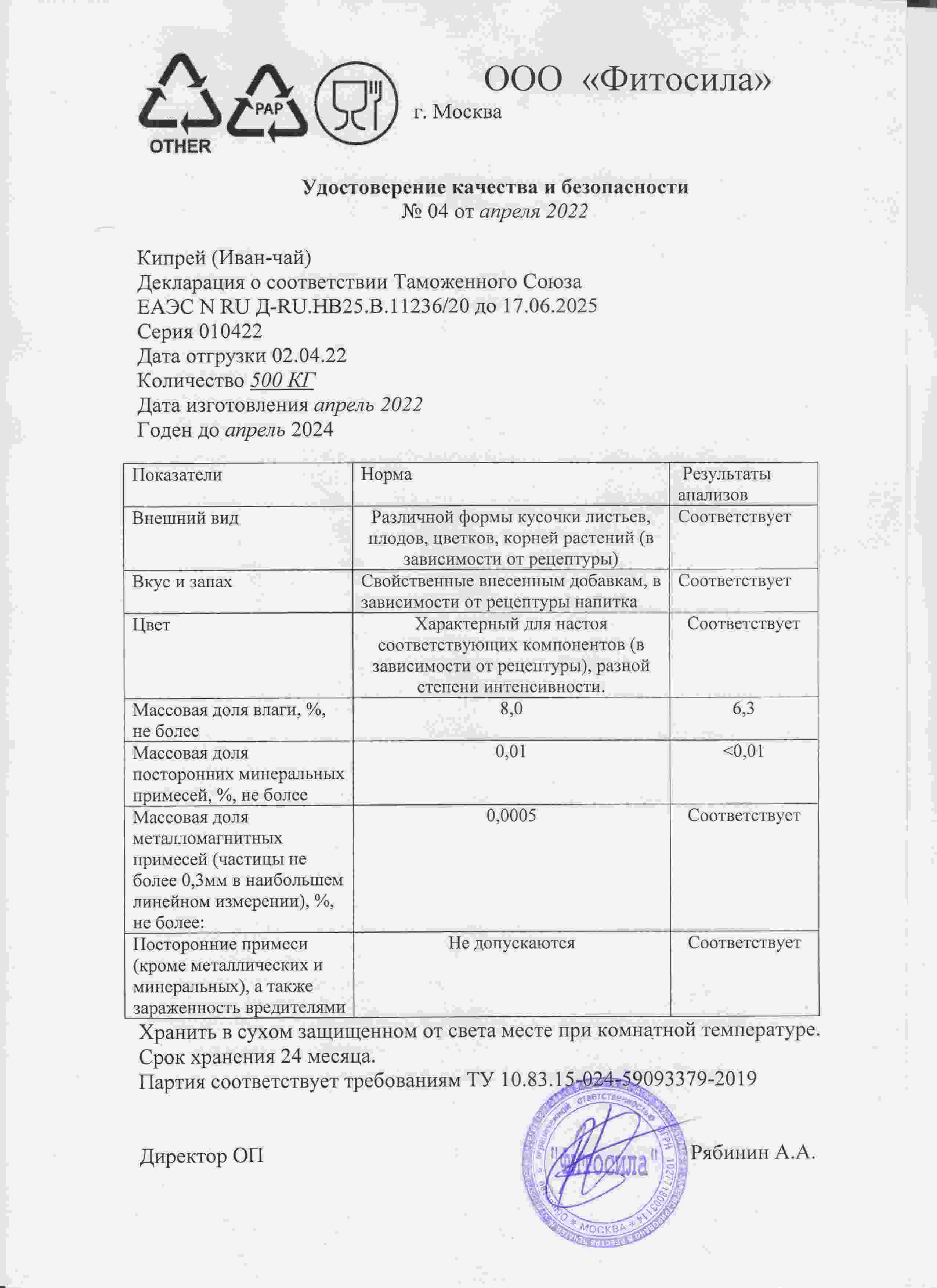 Паспорт №010422